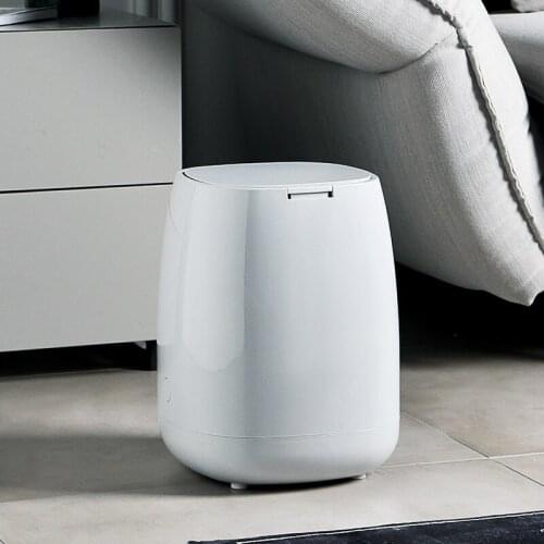 Pressing Type Round Trash Can Plastic Flip Cover Double-Layer Waste Bins Bathroom Kitchen Dustbin