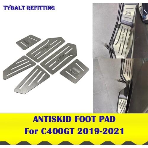 Drawing Surface Stainless Steel Antiskid Foot Pad And Antiskid Foot Pedal For BMW C400GT 2019 2020 2021 Motorcycle Accessories