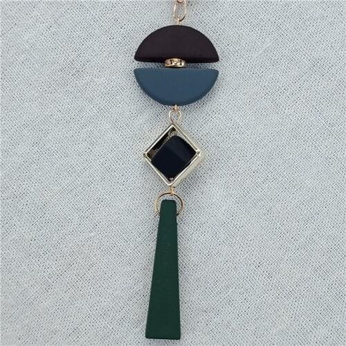 2018 Brand New Vintage Long Necklace Geometric Semicircle Square Silicone Design Women Sweater Necklace femme kolye