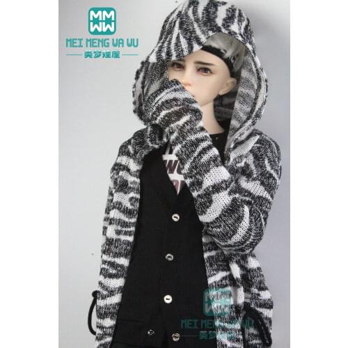 BJD doll clothes for 60-70cm BJD uncle Black and white knit cardigan, T-shirt, casual pants