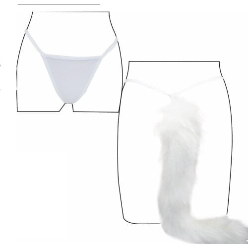 Strap on underwear long fox tail without anal beads butt plug silicone eggs erotic gay BDSM cosplay party game Anus Sex toy