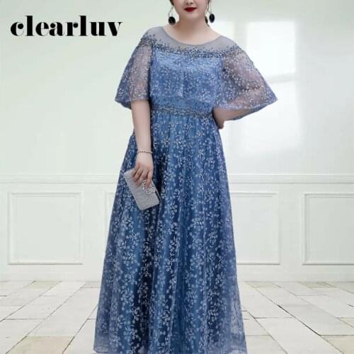 Gray-blue A-Line Evening Dress DR1125 Cap Sleeve Robe De Soiree Plus Size Lace Up Vestidos De Fiesta Embroidery Elegant Dresses