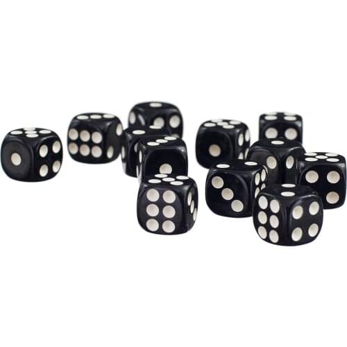 50Pcs/Set D6 Six Sides Spot Dice Board Game Dice for Dungeons & Dragons TRPG Game Home Party Entertainment 12mm Black