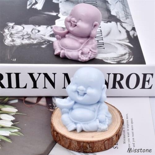 Laughing Buddha Silica Candle Mold Little Monk Soap Die Statue Monk Home Decor Resin Kid Doll Holiday Gift Modle