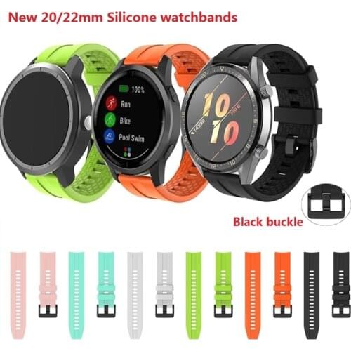 22mm Silicone Wrist Strap For Garmin Vivoactive 4 Sport Bracelet For OnePlus Watch 46mm Zepp Z Black buckle Smart Watch Band
