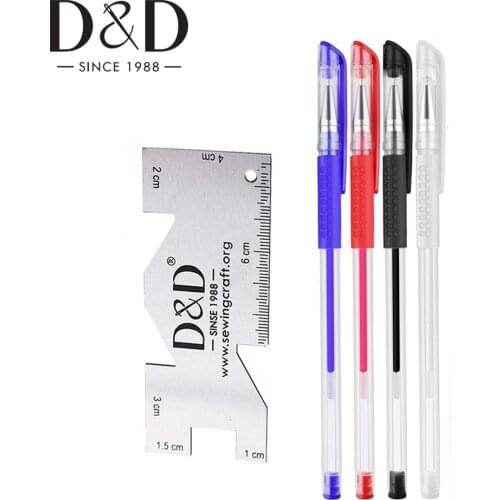 Heat Erasable Pen Fabric Marker Sewing Chalk & Metal Sewing Measuring Gauge Quilting Rulers DIY Fabric Craft Tailor Accessories