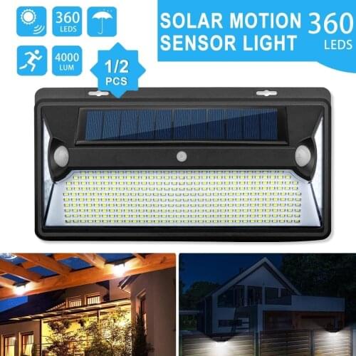 360 LED Solar Motion Sensor Street Light With 3 Lighting Modes Outdoor Waterproof Security Light Wireless Wall Lamp For Pathway