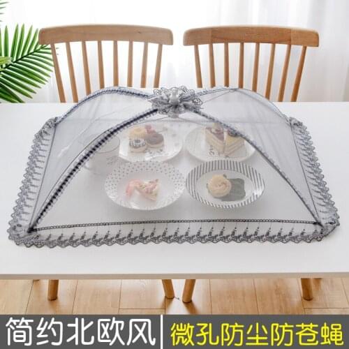 Breathable Food Cover Voile Folding Table Anti-Mosquitoes & Flies Portable Family Home Showing Stand Table Cover round