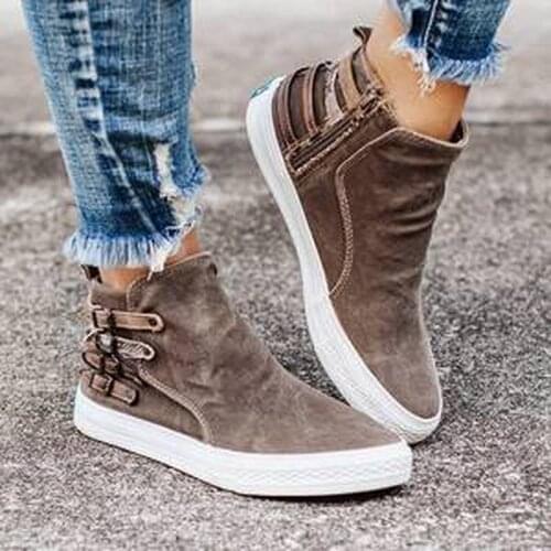 Women ankle boots flats denim jean booties plus size autumn warm flat shoes women shoes