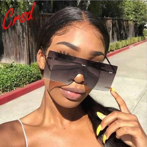 CRSD 2020 Women Fashion Vintage Sunglasses Retro Luxury Rimless Eyewear oculos de sol feminino Big Shades Oversized Sun glasses