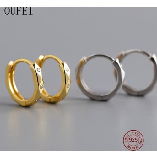 OUFEI Hoop Earrings For Women18K Gold Delicate Simple Earrings Fashion Jewelry 100%925 Sterling Silver Earrings