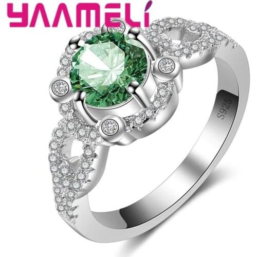 New Arrival 925 Sterling Silver Glittering Round Clear CZ Anel Female Ring Women Wedding Engagement Jewelry