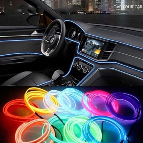 1M Car Styling Ambient Light Interior Decoration Light EL Wire Easy Sew Flexible Led Neon Strip 12V Inverter Driver