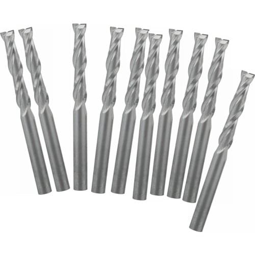 10pcs 3.175x3.175x15mm Acrylic ABS Carbide Two Flute Spiral Bit