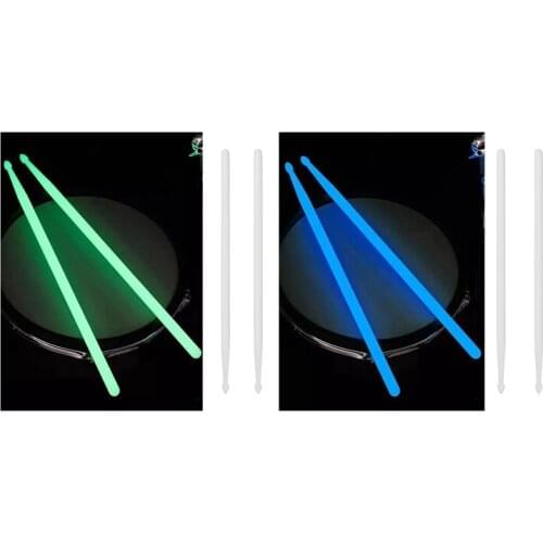2Pair 5A Luminous Drum Stick Drum Set Fluorescent Drumsticks Jazz Drumsticks Stage Glow in Dark Drum Green & Blue