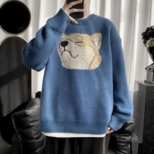 2020 Mens Cartoon Printed Coats Long Sleeve Wool Sweaters Clothes Fashion Cashmere Pullover Homme In Warm Knitting Size S-3XL