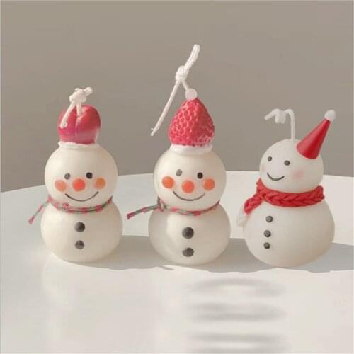 2021 Snowman Candle Mold Christmas DIY Doll Plaster Soybean Wax Resin Crafts Soap Aromatherapy Baking Home Decor New Year Gift