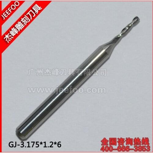 3.175*1.2*6mm 2 flutes spiral carbide tools, cnc engraving bits, wood router bits, carving cutters on MDF,Acryl