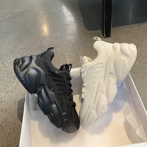 5.5 Cm Platform Sneakers Women Vulcanize Shoes Chunky Sneakers Non Slip Wear Resistant Trainers Ladies Black white dad shoes