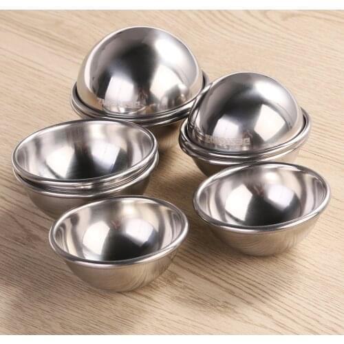 BESTOMZ 8pcs Stainless Steel Bath Bomb Mold DIY Make Lush Bath Bombs 6.5cm/ 7cm