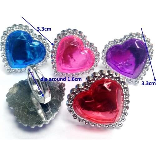 96 pcs heart DIAMOND Girl Rings R1466S Toy Princess Birthday Party Favor Wedding Pinata Bag Filler Loot Gag Prize CHRISTMAS XMAS