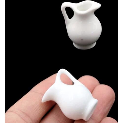 White Miniature Porcelain Mini Ceramic Vase Accessories Dollhouse Doll House Miniatures 1:12 Accessories Decorative Miniature