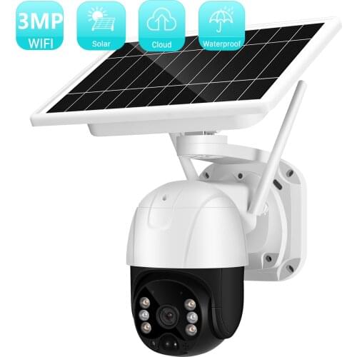 BESDER 3MP Solar PTZ IP Camera 4X Zoom ICsee Cam Motion Detection Security Protection Video Surveillance Cam Outdoor With WiFi