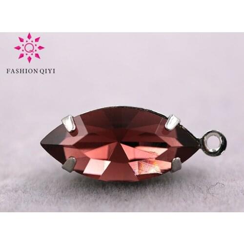 Free shipping Sliver base Wine red Single loop Glass Crystal rhinestones diy Pendant/necklace/Wedding Dress accessories 30pcs