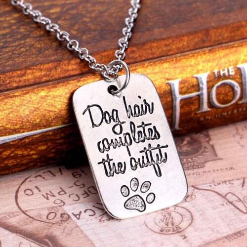 Bespmosp Vintage Handmade Charm Rectangle Necklace Jewelry Choker Pendant Chain Dog Cat Footprint Family Party Friend Statement
