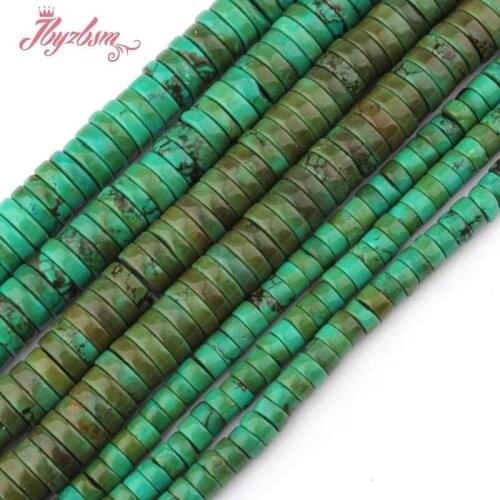 2x6,3x10,3x12mm Smooth Button Green Turquoises Natural Stone Beads For DIY Necklace Bracelets Jewelry Making 15" Free Shipping