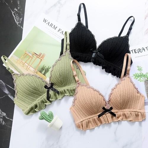 French style Triangle Cup Women Sexy Lingerie Comfort Push Up Bra Wireless Thin Adjustde Tops Female Bralette Underwear