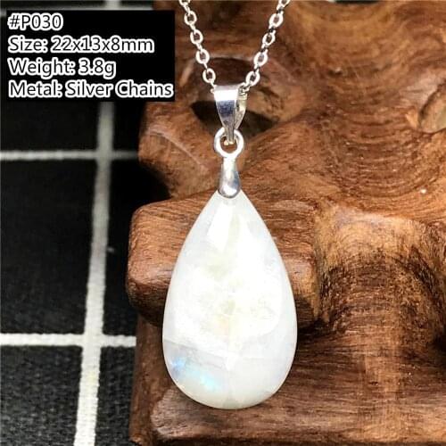 Top Natural Moonstone Pendant Necklace For Women Man Crystal 25x14x8mm Beads Silver Chains Water Drop Gemstone Jewelry AAAAA