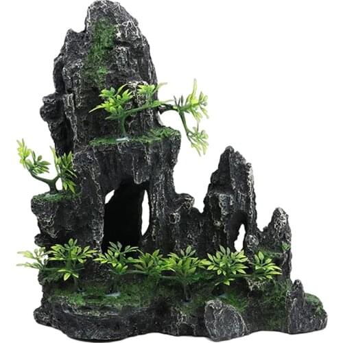 Hiding Cave Crafts Resin Decor Rockery for Fish Tank Ornament Plants Aquarium Decorations