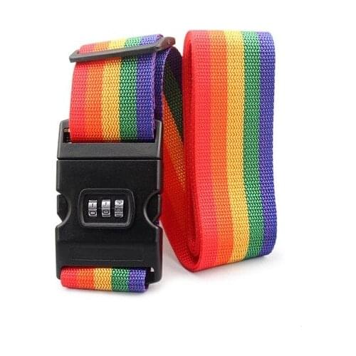 Travel Luggage Baggage Bag Security Dial Lock Belt Suitcase Rainbow Strap