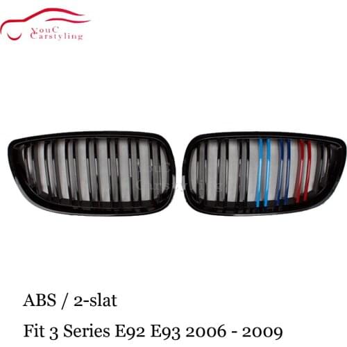 E92 E93 Pre-lci Gloss M Dual-slat Front Bumper Kidney Grille For BMW E92 E93 M3 2006 - 2009 320i 323i 325i 328i Front Grill Mesh