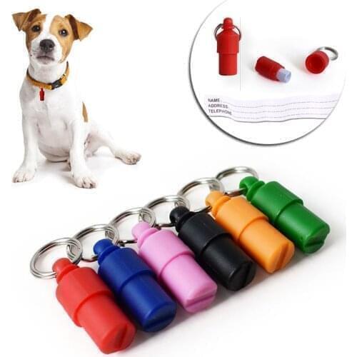 Pet Dog Cat ID Tag Anti Lost Name Address Label Identity Barrel Tube Collar Identity Card ID Tags Kitten Pet Label Accessories