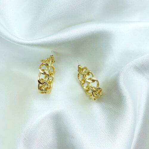 JOUVAL New Korean Japan Minimalist Hoop Earrings For Women Girls Gold Color Circle Round Alloy Jewelry Geometry Brincos Gifts