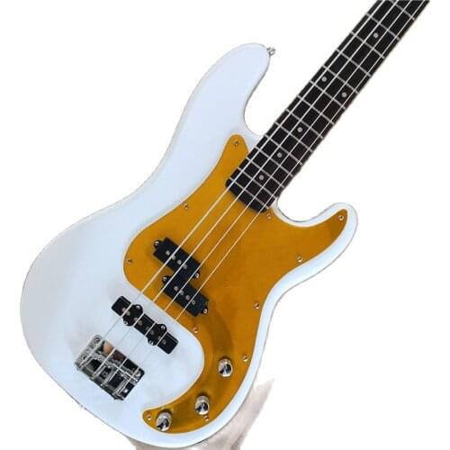 Classic four-string electric bass, professional player, yellow metal plate customized electric bass