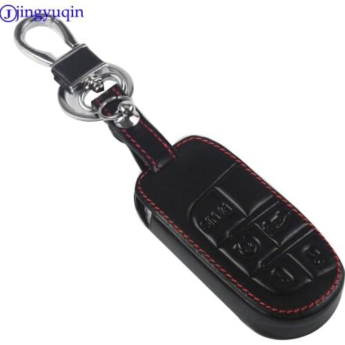 Jingyuqin 5 Buttons Leather Key Cover Case accessories for Jeep Renegade Patriot Grand Cherokee Styling