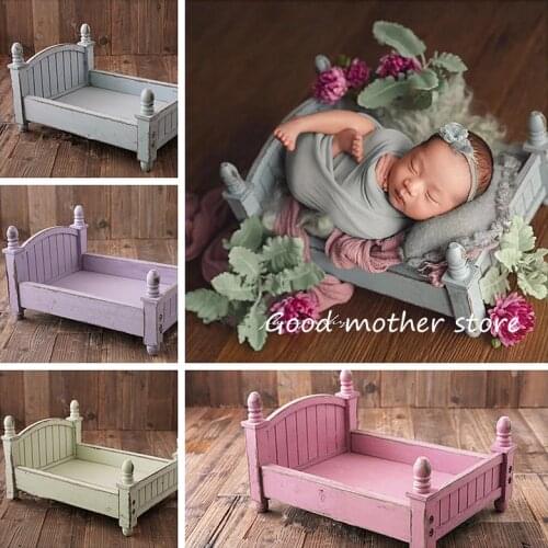 Newborn photography props small wooden bed original design four colors optional baby bed Foldable and removable bed