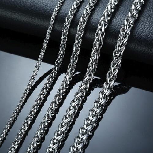 LETAPI New Fashion Punk Black Gold Silver Color Stainless Steel Wheat Chains Men Necklace Male Choker Jewelry Gifts