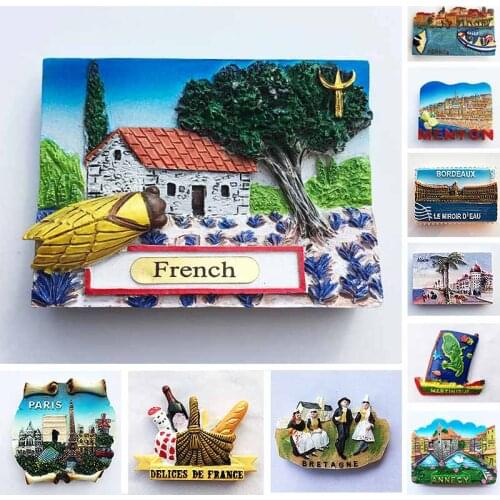 French Paris fridge magnets Martinique Provence Corsica Menton Bordeaux Alps Bretagne Tourist Souvenirs refrigerator stickers