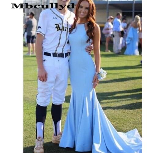 Mbcullyd Chic Mermaid Prom Dresses Long 2020 Sexy Halter Neck Evening Dress Gowns Africa Sweep Train vestidos de fiesta de noche