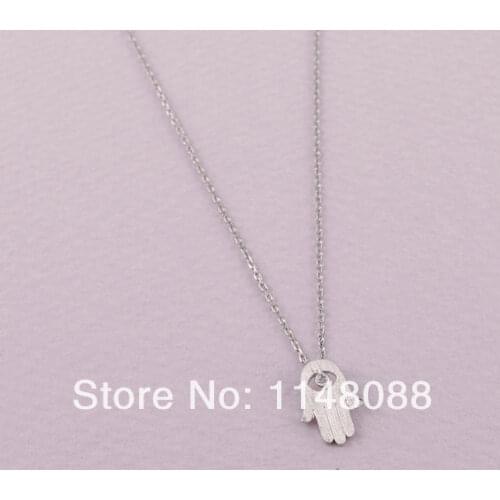 Fashion Hotting Sale High Quality Silver Plated palm Perfect Cute Shining Small Hamsa Necklace