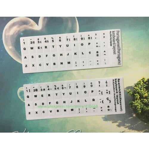 2 PCS White Russian English Arabic Spanish Thai Italian German French Korean Laptop Keyboard Key Sticker Label 10 13 15 17 inch