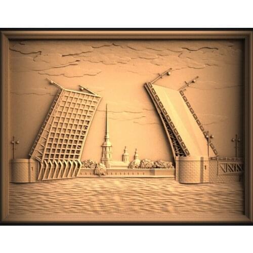 Landmark building (457) 3d model relief for cnc carving engraving in STL file format