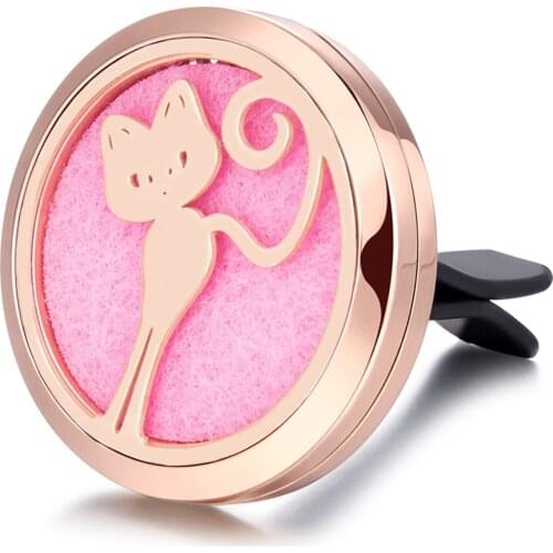 Mesinya Rose Gold Cat Air Freshener Magnet Diffuser 316L S.Steel Aromatherapy vent clip Essential Oil Car Diffuser