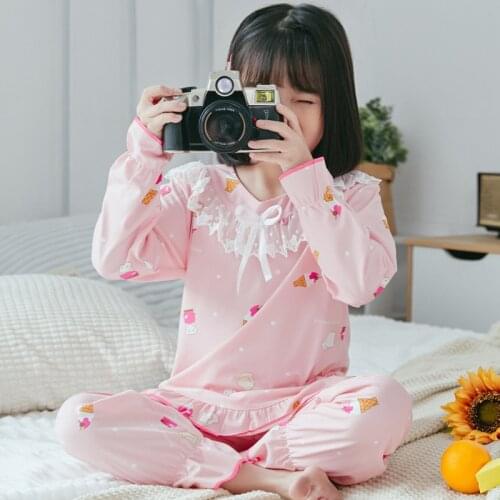 Girls Pajamas 2020 Autumn Winter Girl Sleepwear Nightwear Baby Clothes Print Cartoon Big Girl Pajama Sets Cotton Girls Pyjamas