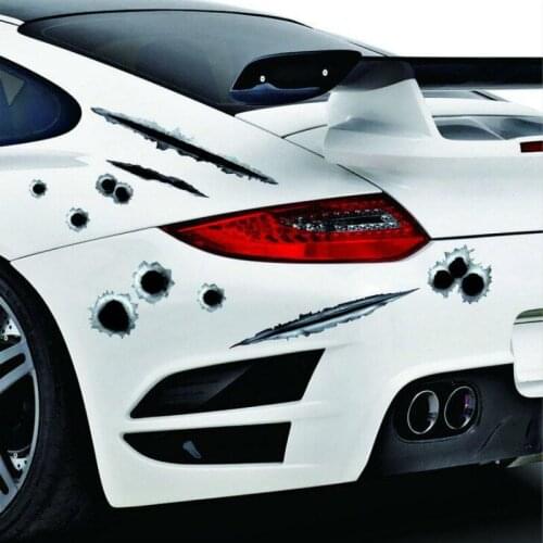 WL New Paws1Pcs Car Stickers 3D Bullet Hole Funny Decal Car-covers Motorcycle Scratch Realistic Spide Waterproof Stickers