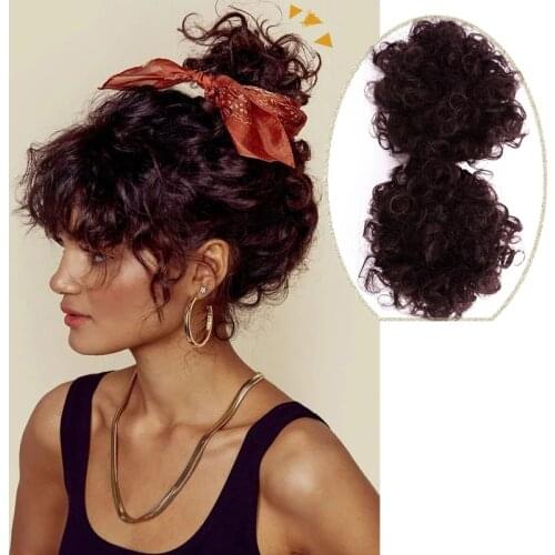 Puff Afro Curly Chignon Wig Drawstring Ponytail Short Afro Kinky Pony Tail Clip In on African Synthetic Hair Bun Hair Pieces